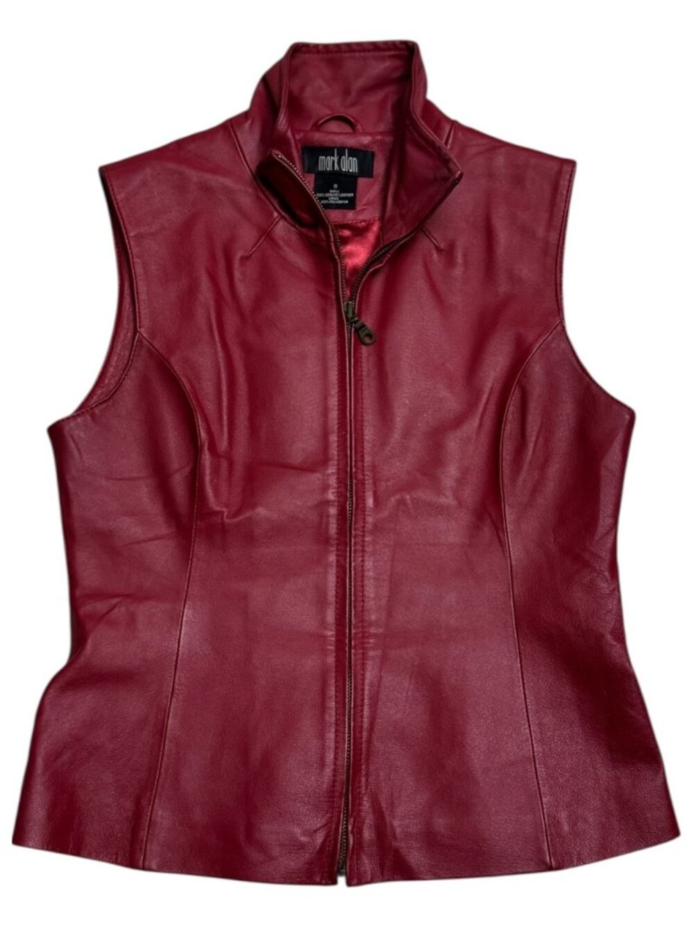 VINTAGE MARK ALAN Genuine Red Leather Luxury Designer Retro Vest Womens Small